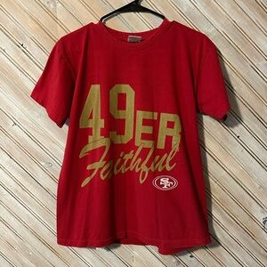San Francisco 49ers Faithful NFL Red & Gold Football Fan T Shirt Sports Top